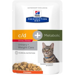 Hills Feline c/d URINARY STRESS+ METABOLIC  CON POLLO 12x85 g comida para gatos