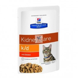 Hills Feline k/d  Bocaditos Salsa 12 BOLSAS 85 gr Comida para Gatos con Enfermedad Renal